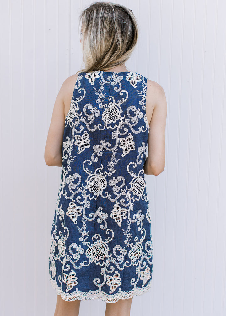 Chambray and Navy Dress