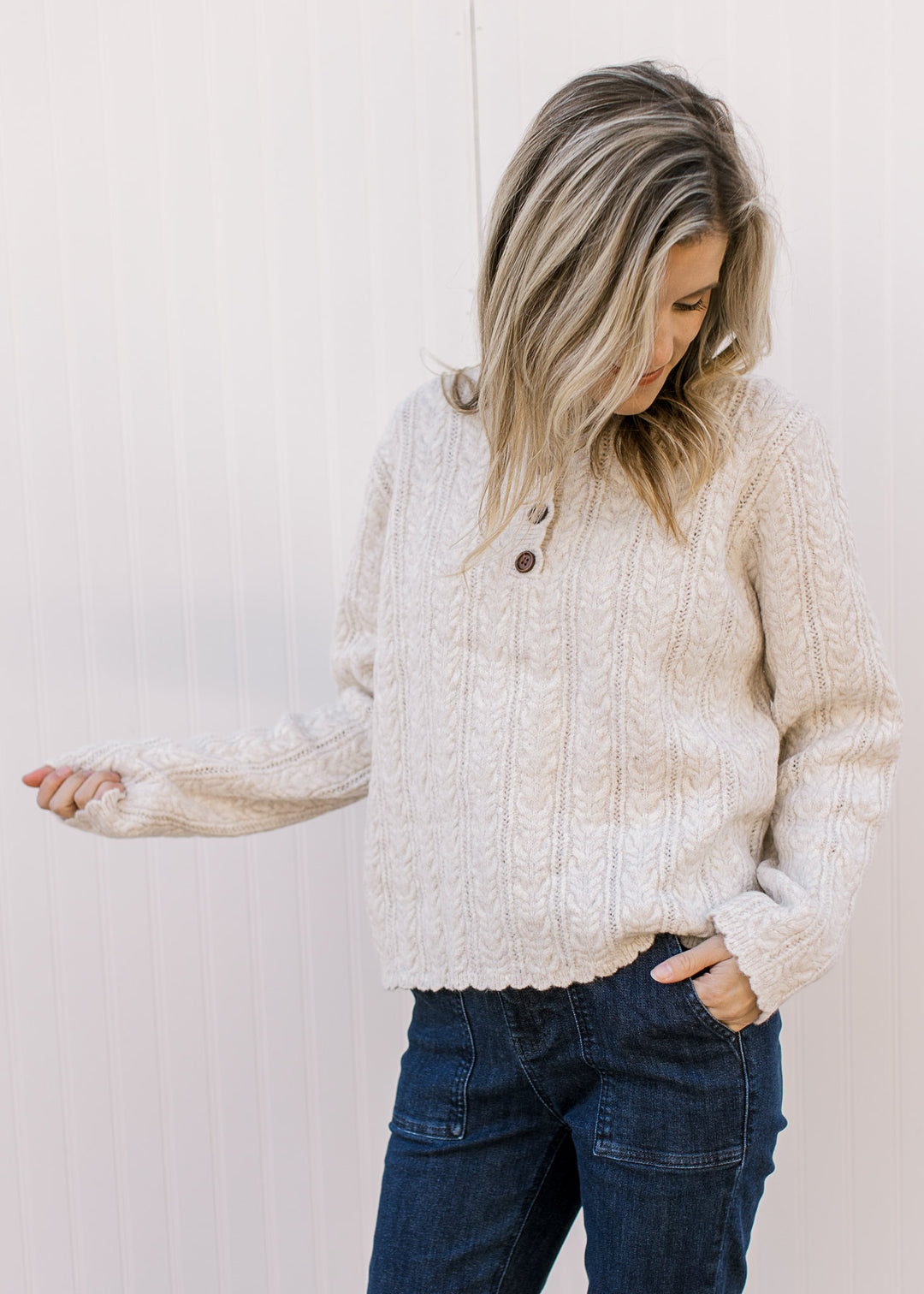 Champagne Scallop Sweater