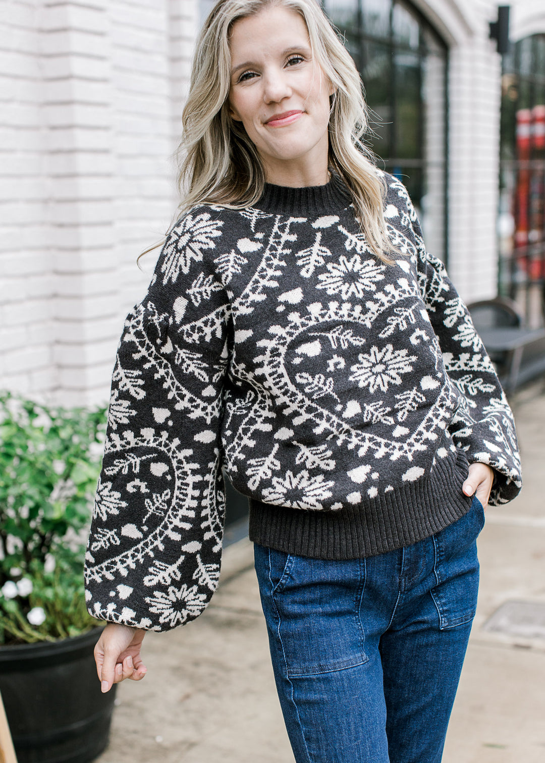Charcoal Cream Sweater