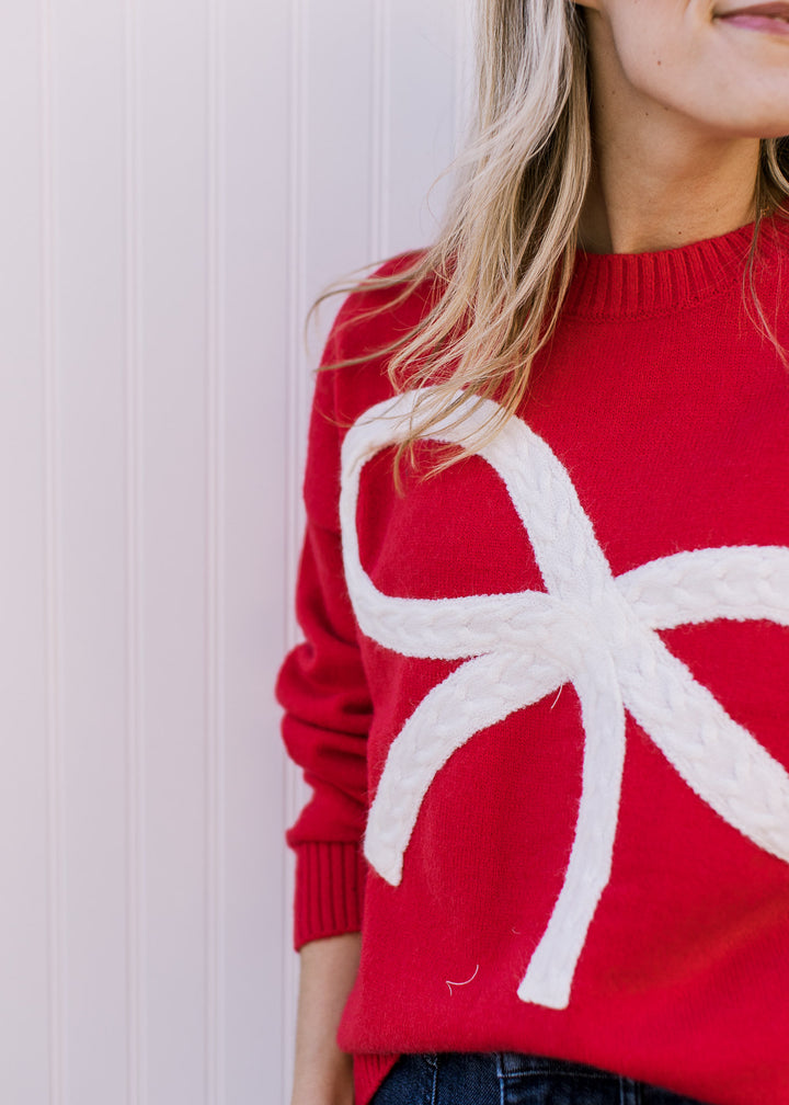 Christmas Red Bow Sweater