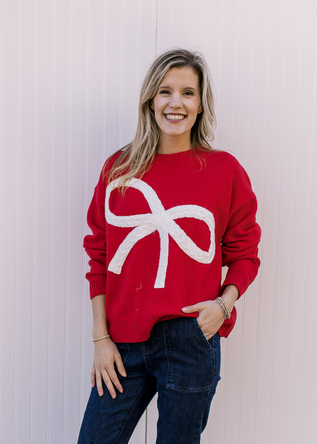 Christmas Red Bow Sweater