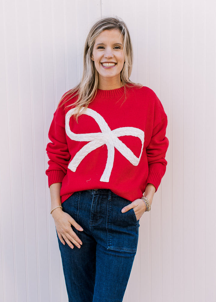 Christmas Red Bow Sweater