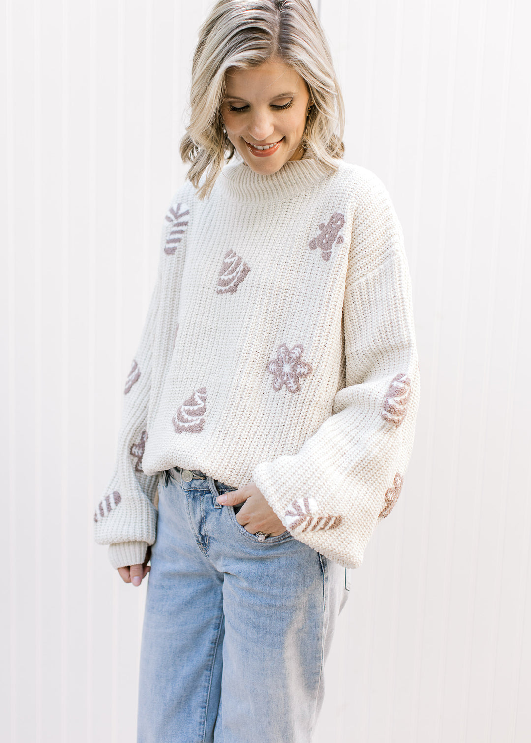 Cream and Taupe Christmas Sweater