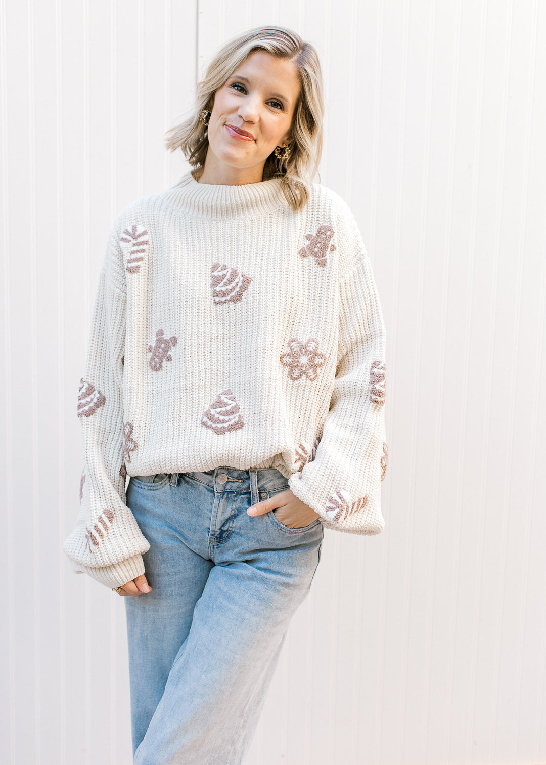 Cream and Taupe Christmas Sweater