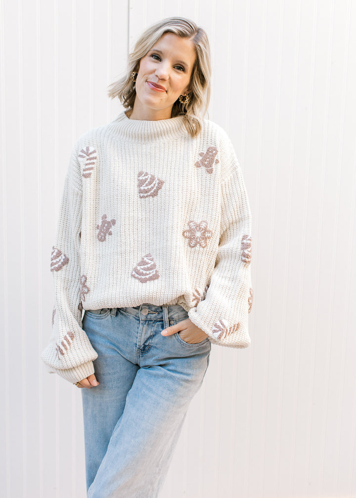 Cream and Taupe Christmas Sweater