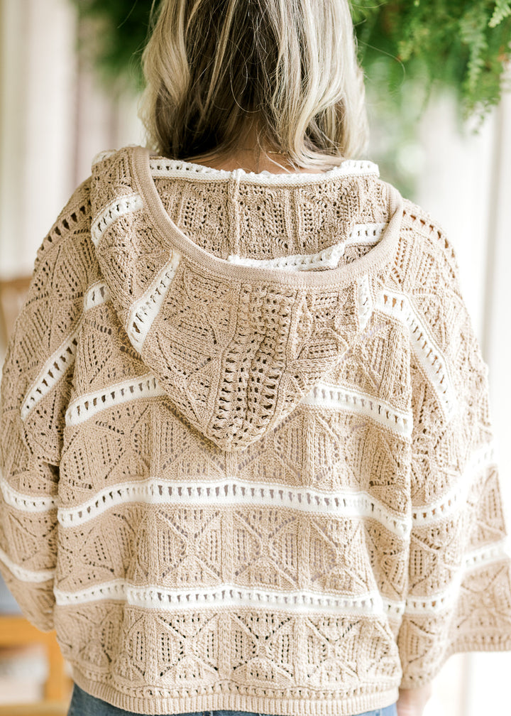 Cream Taupe Openwork Sweater