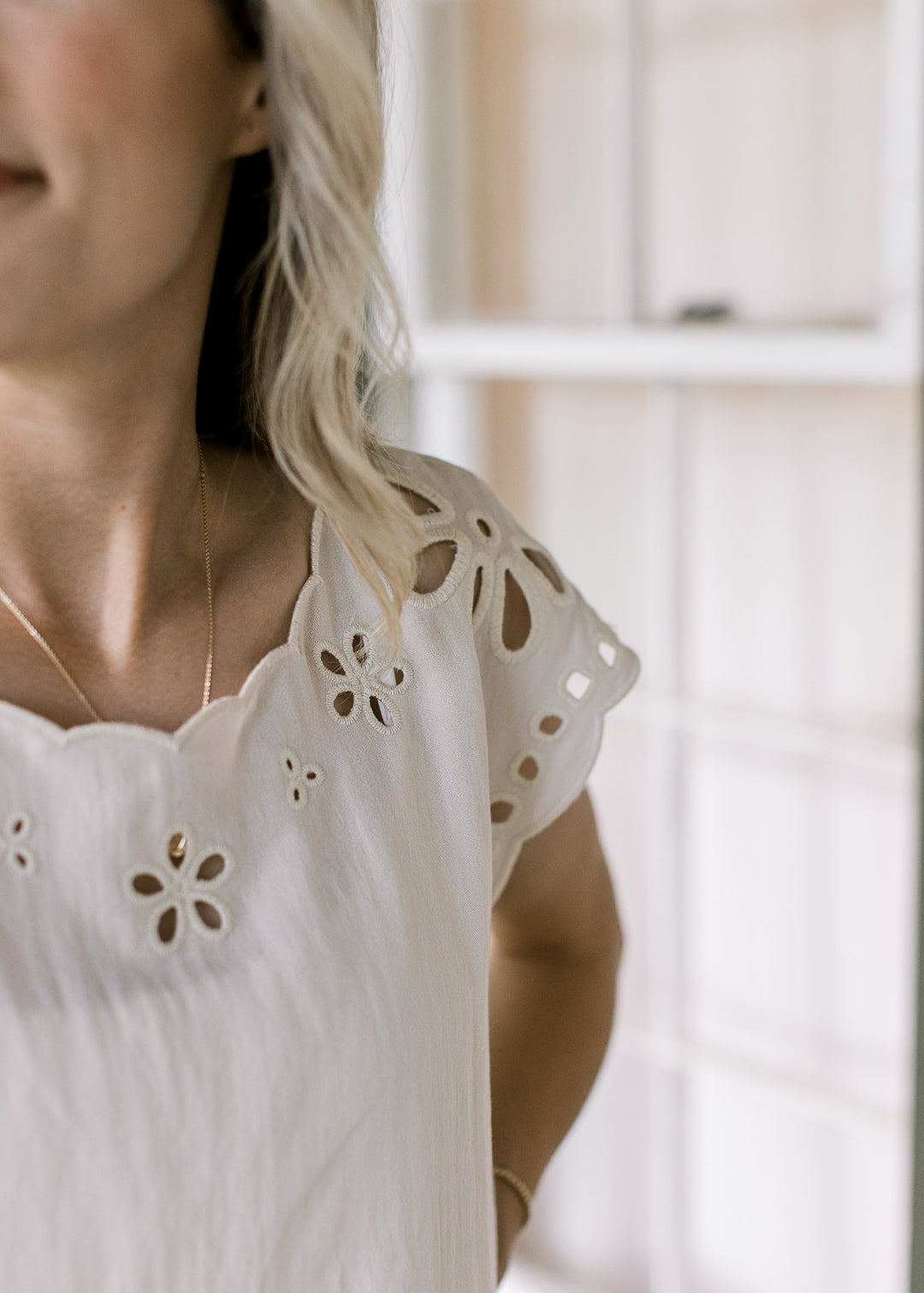 Cream Eyelet Top