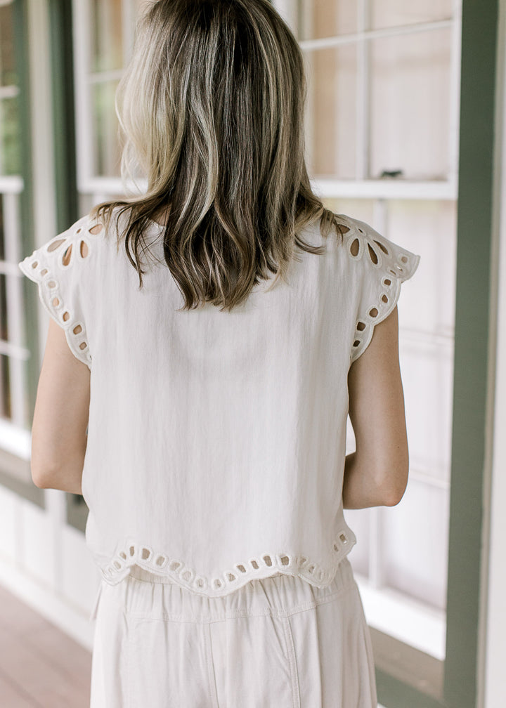 Cream Eyelet Top