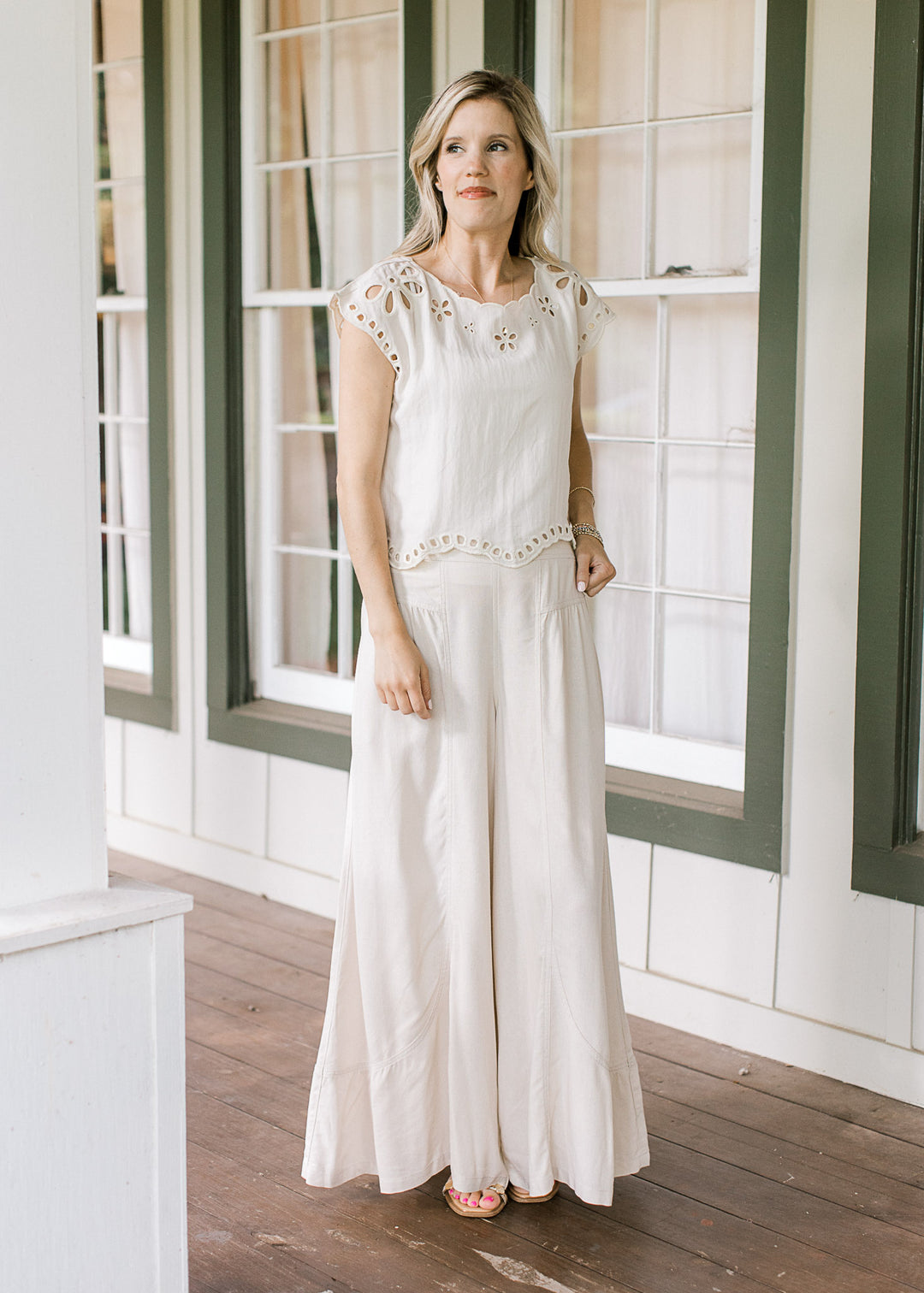 Cream Eyelet Top