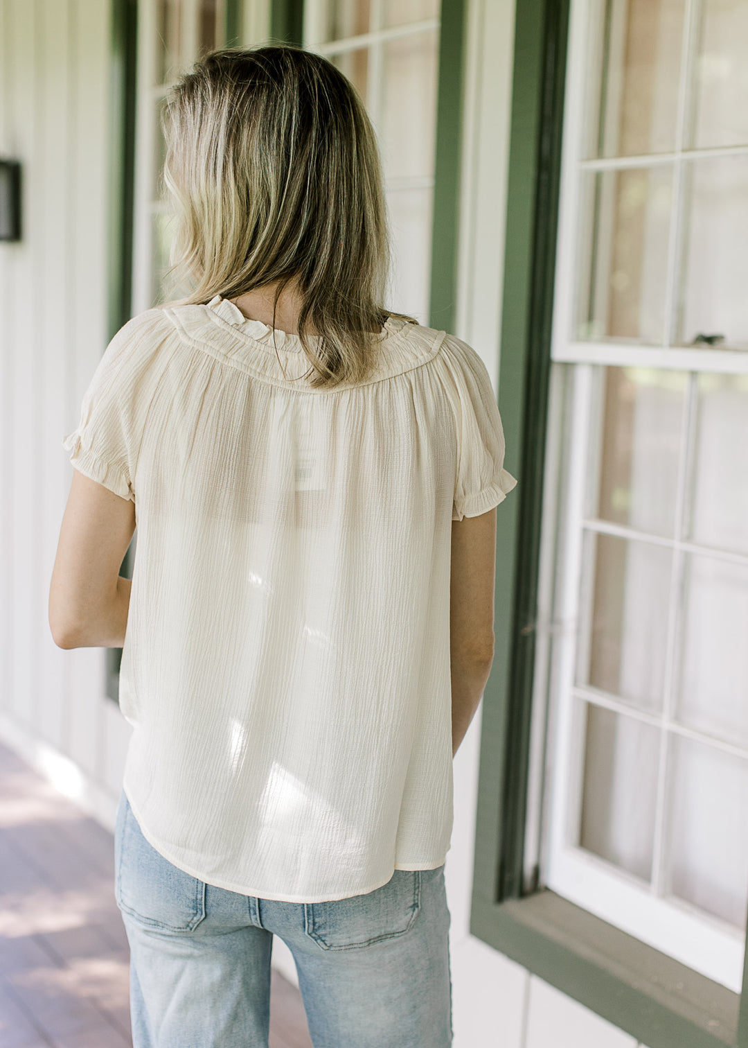 Cream Tie Detail Top