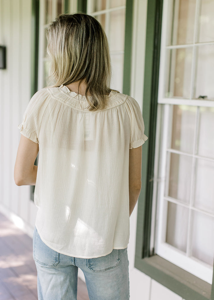 Cream Tie Detail Top