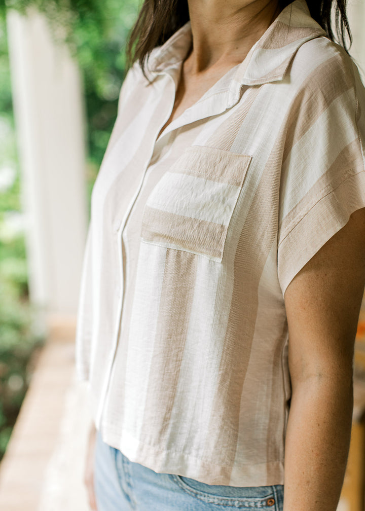 Creamed Coffee Stripe Top
