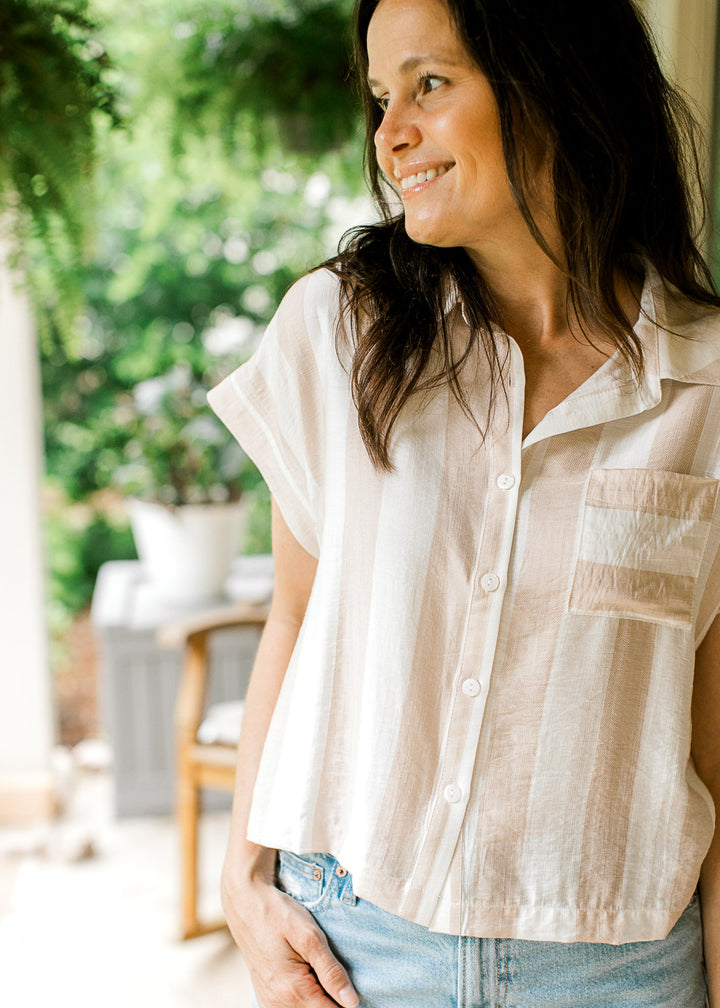 Creamed Coffee Stripe Top
