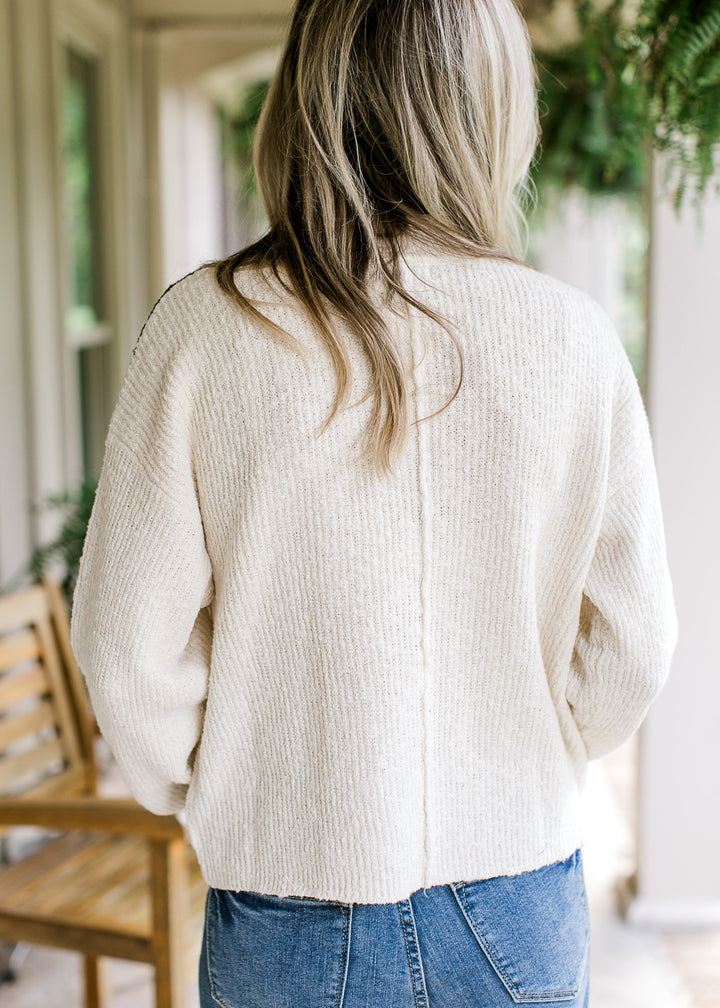 Creamy Contrast Seam Sweater