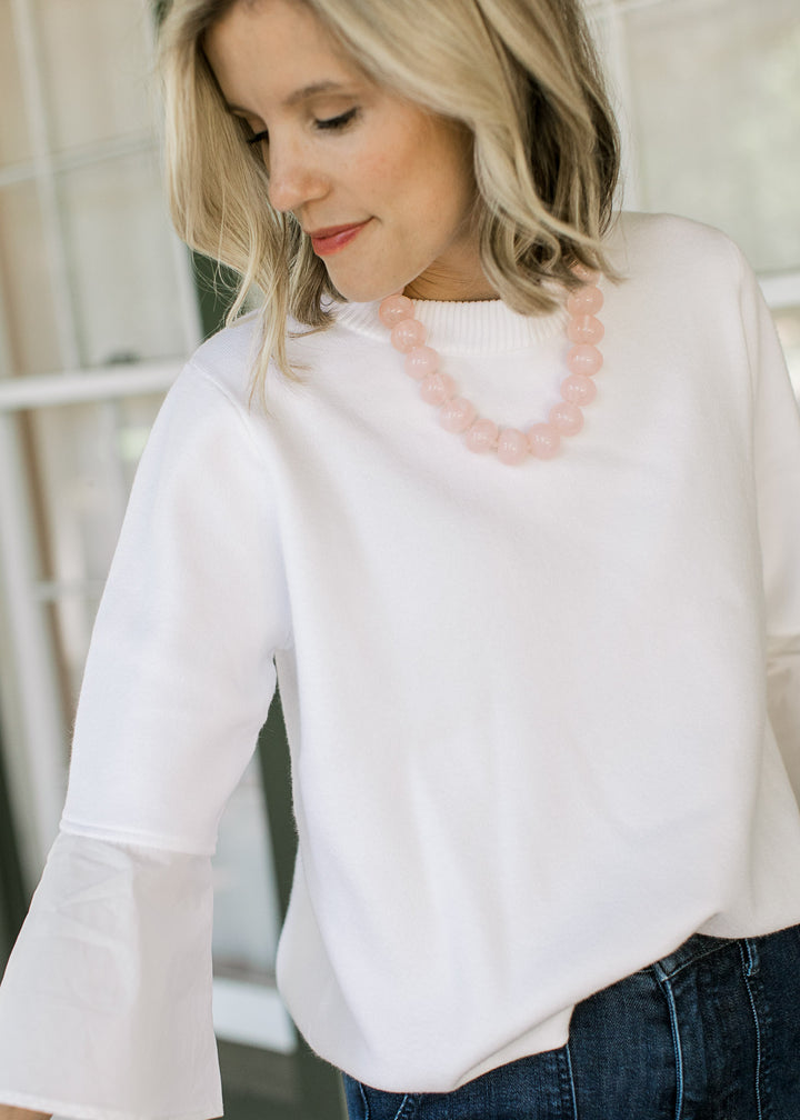 Creamy Sweater with Flare Sleeve