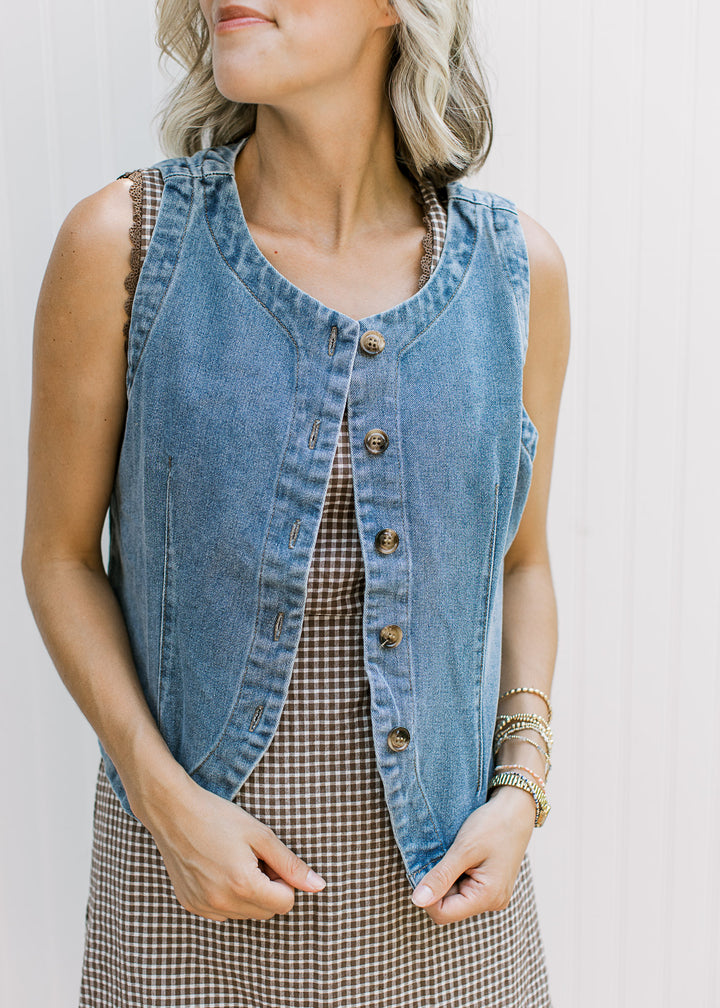 Denim Button Vest