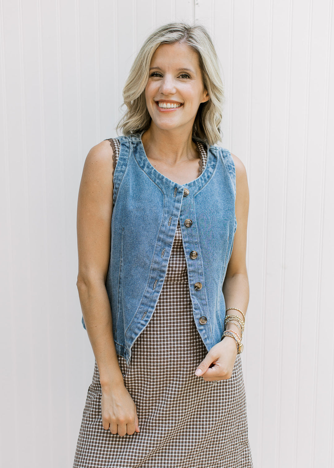 Denim Button Vest
