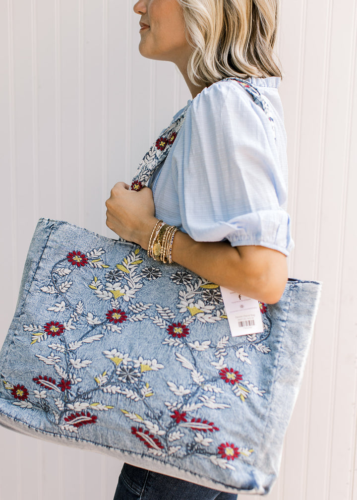 Denim Floral Bag