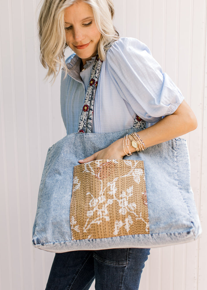 Denim Floral Bag