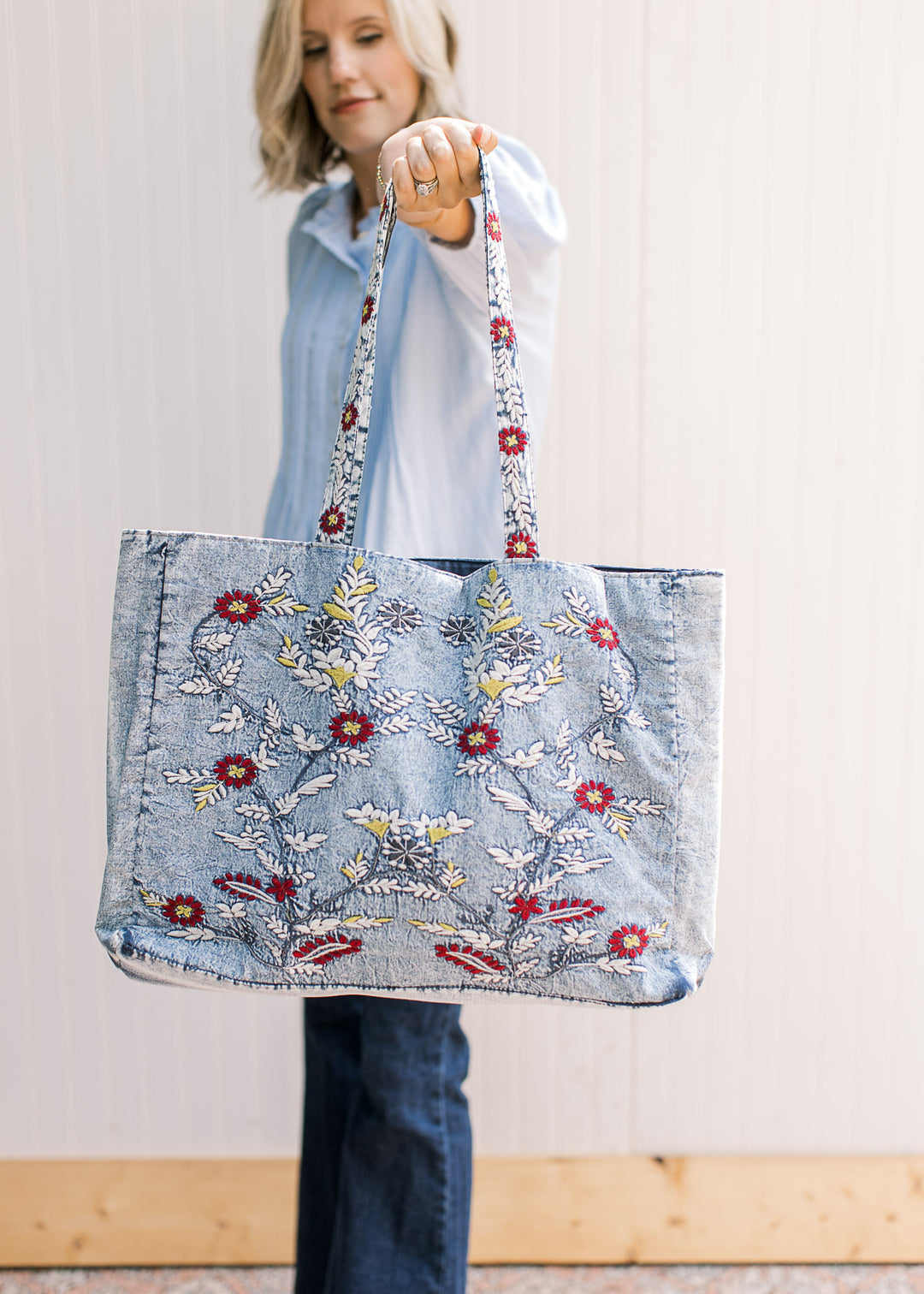 Denim Floral Bag