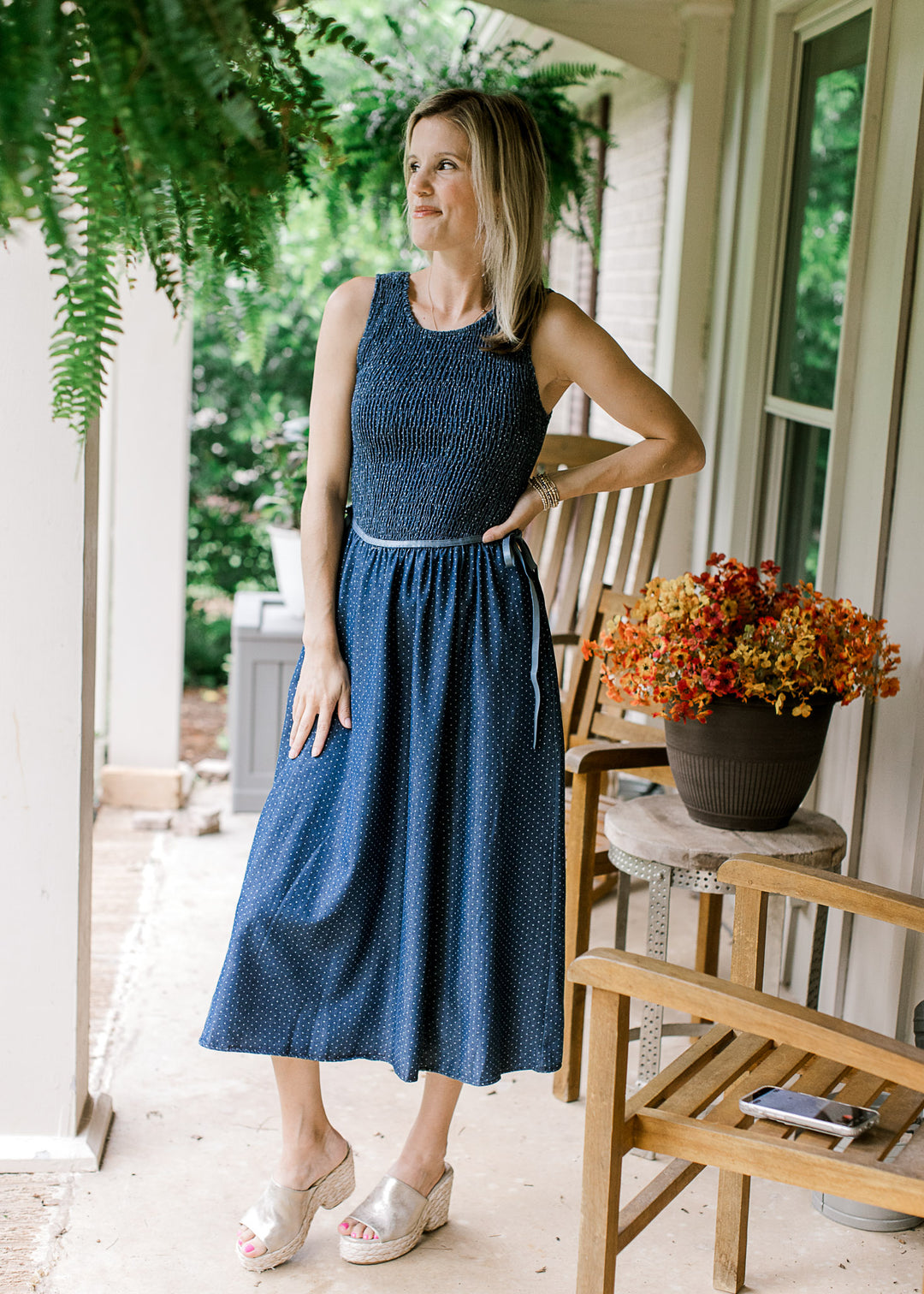 Denim Polka Dot Dress