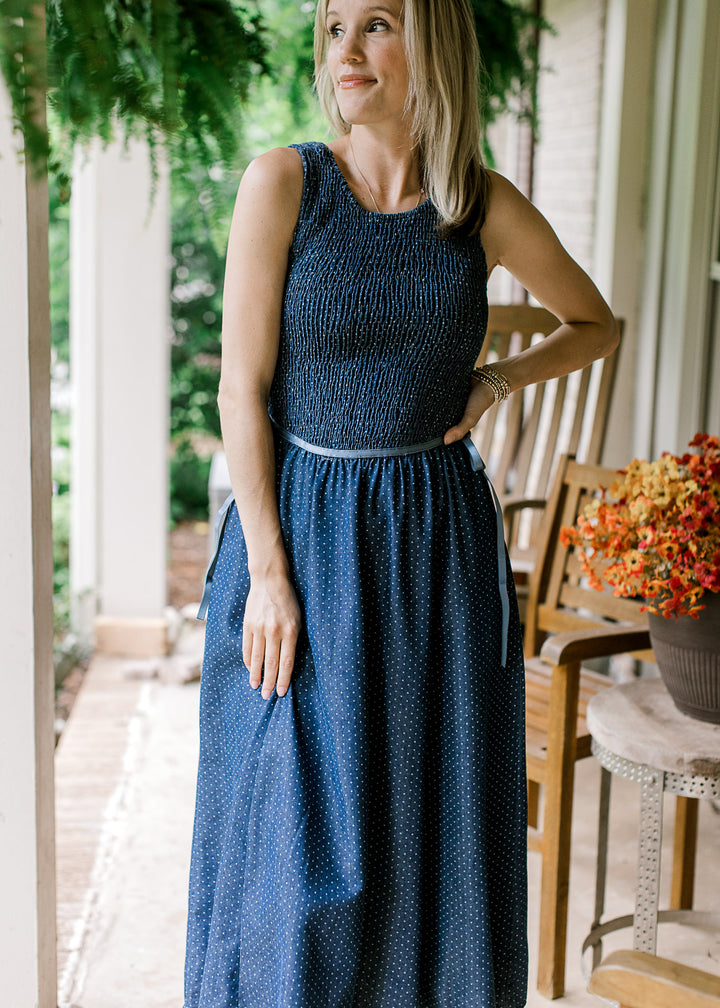 Denim Polka Dot Dress