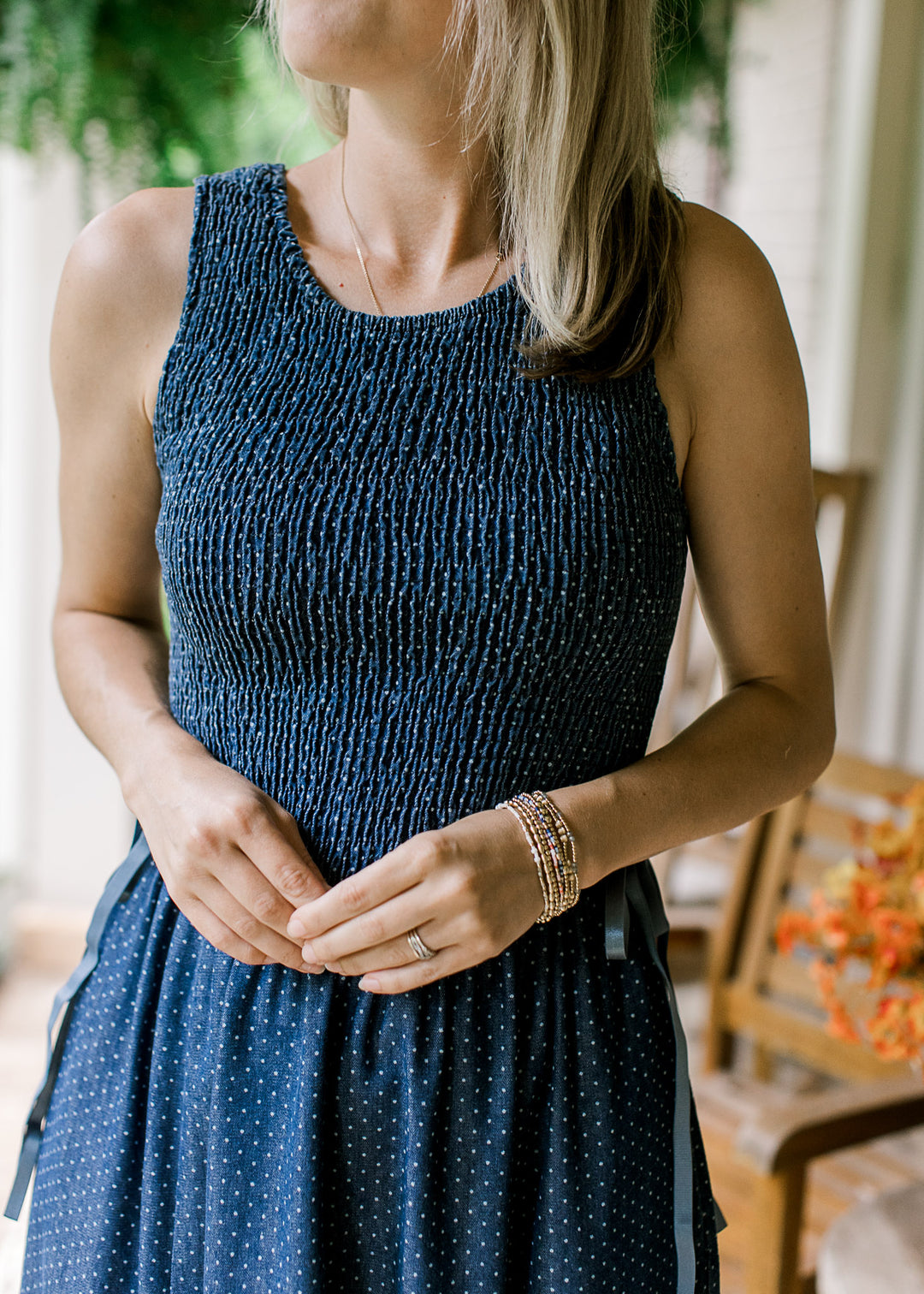 Denim Polka Dot Dress