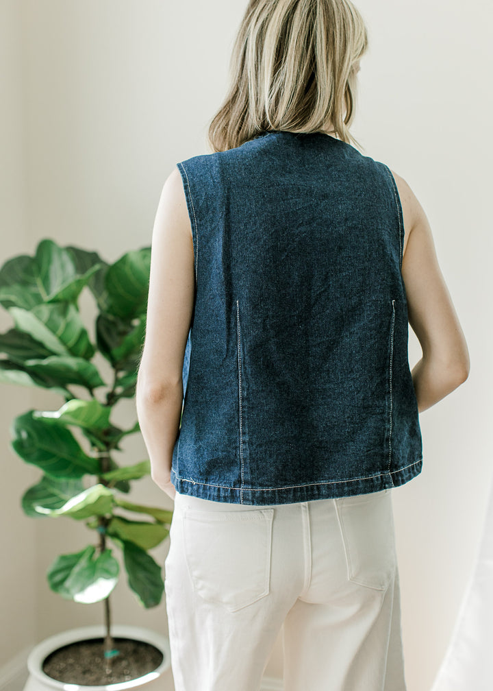 Denim Tie Vest in Inkwell