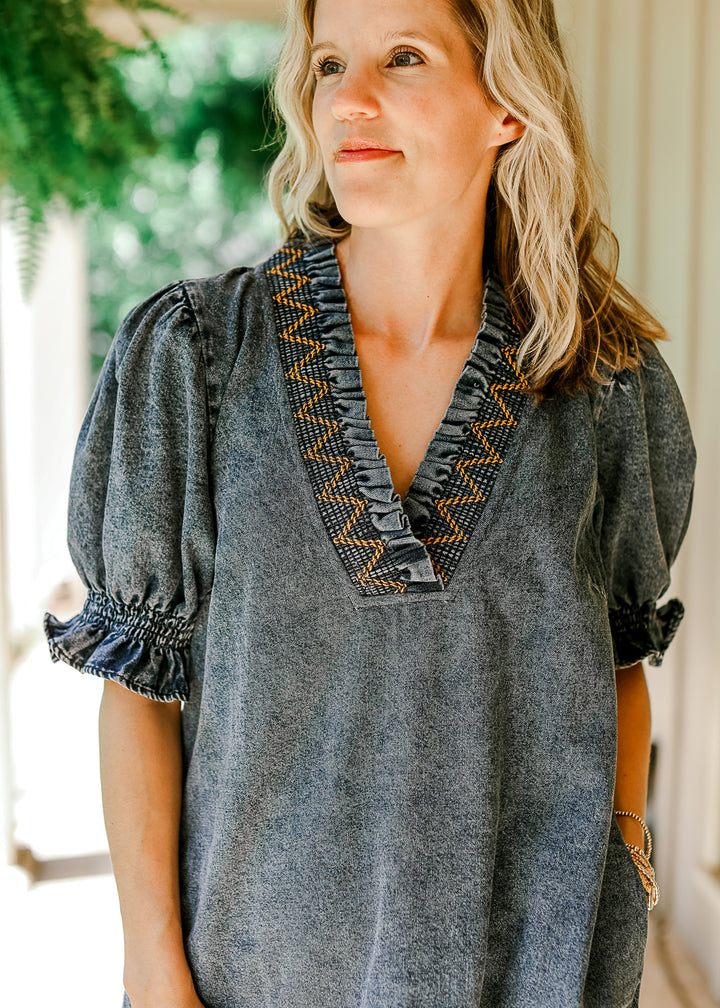 Denim Zig Zag Dress