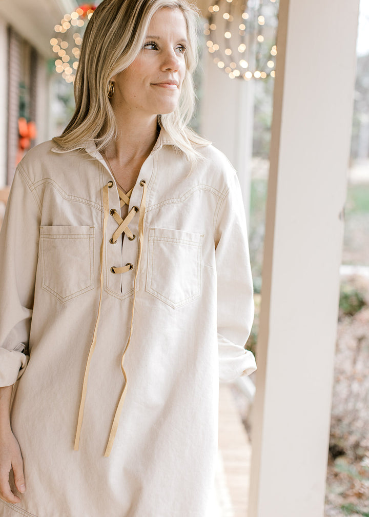 Ecru Denim Dress