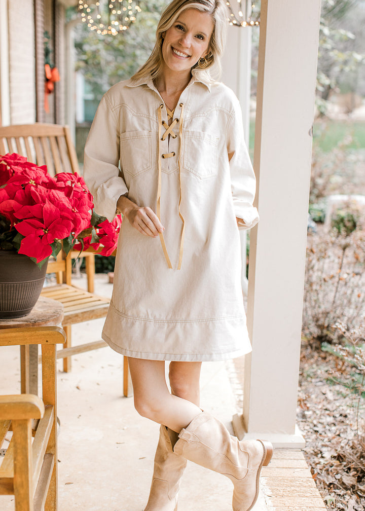 Ecru Denim Dress
