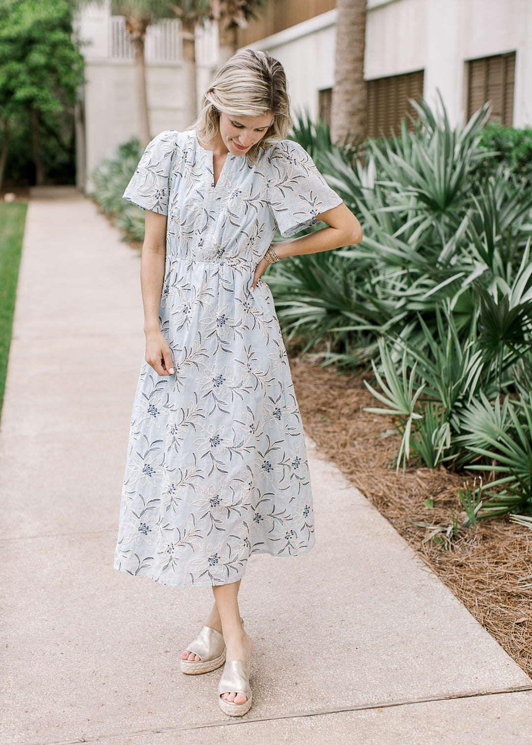 Embroidered Blue Dress