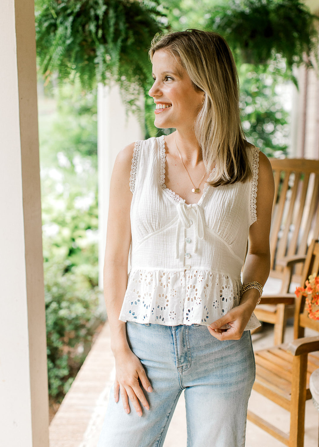 Eyelet Sleeveless Top