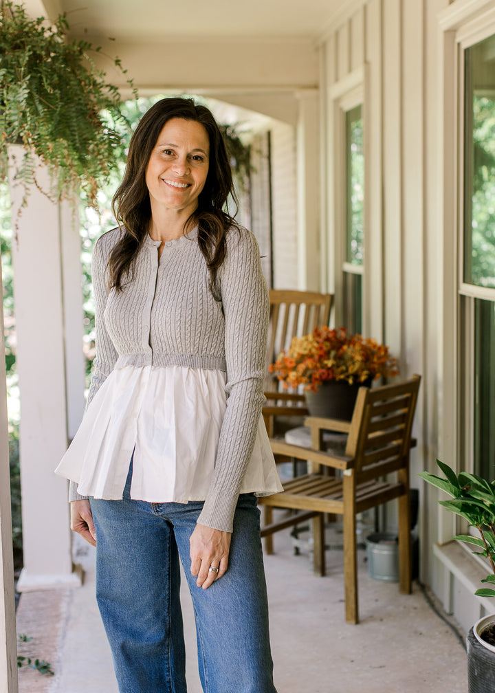Heather Grey Layered Sweater Top