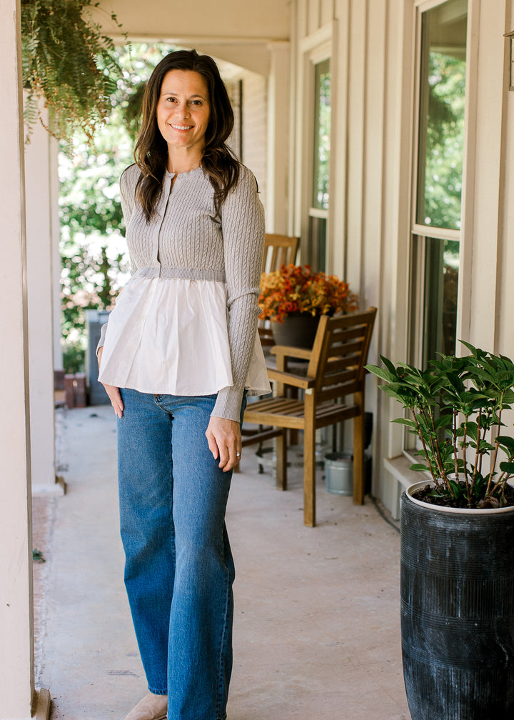 Heather Grey Layered Sweater Top