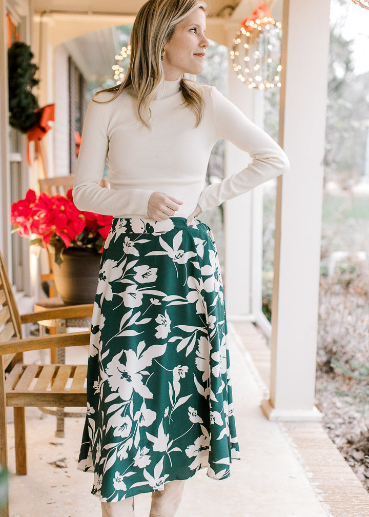 Hunter Green and White Skirt