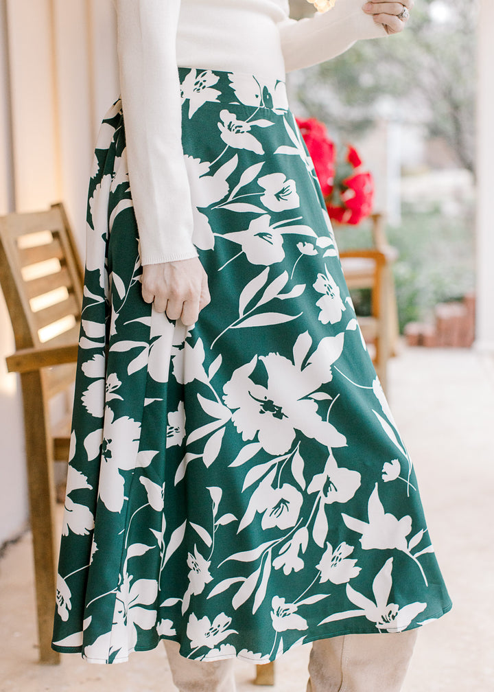 Hunter Green and White Skirt