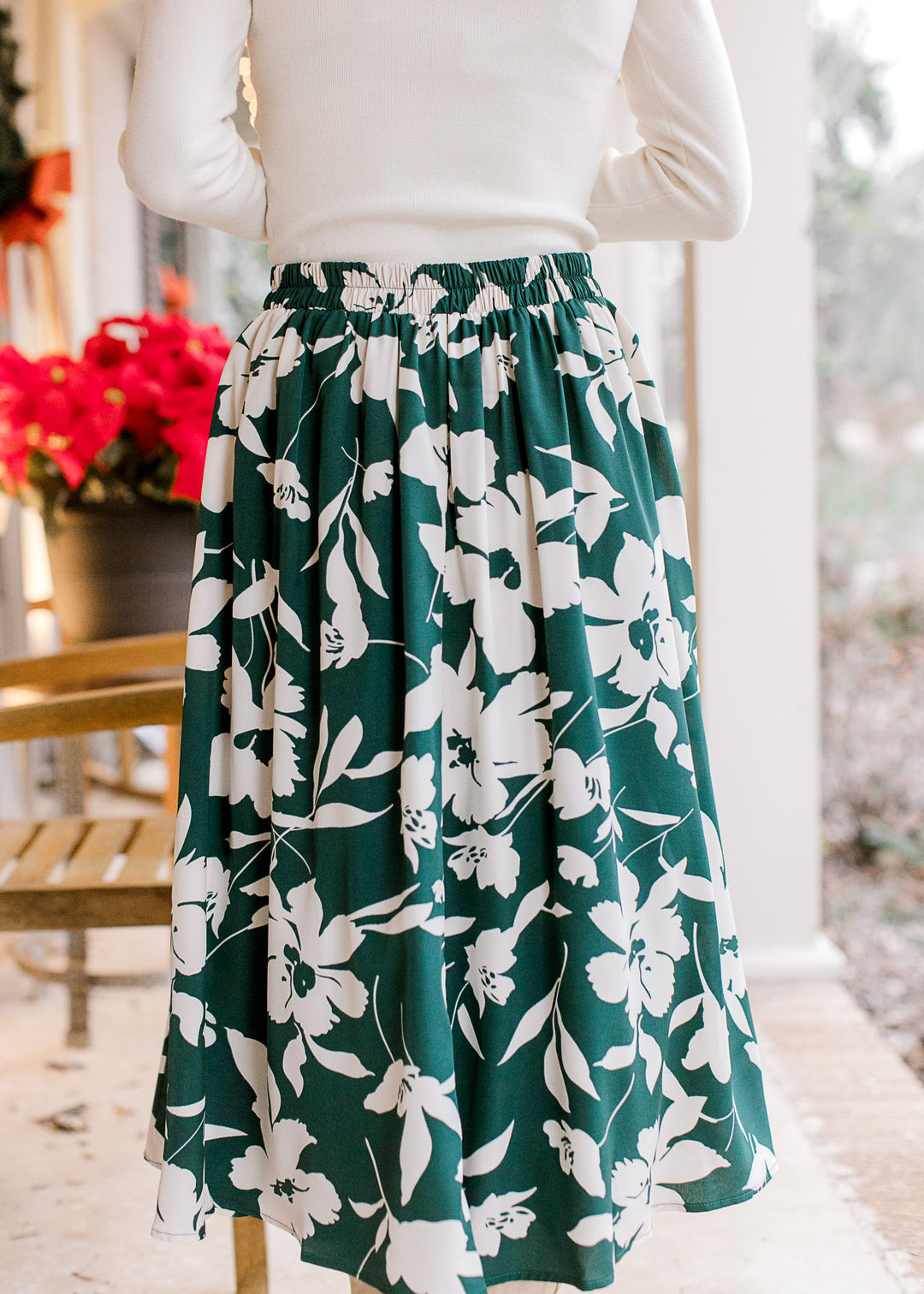 Hunter Green and White Skirt
