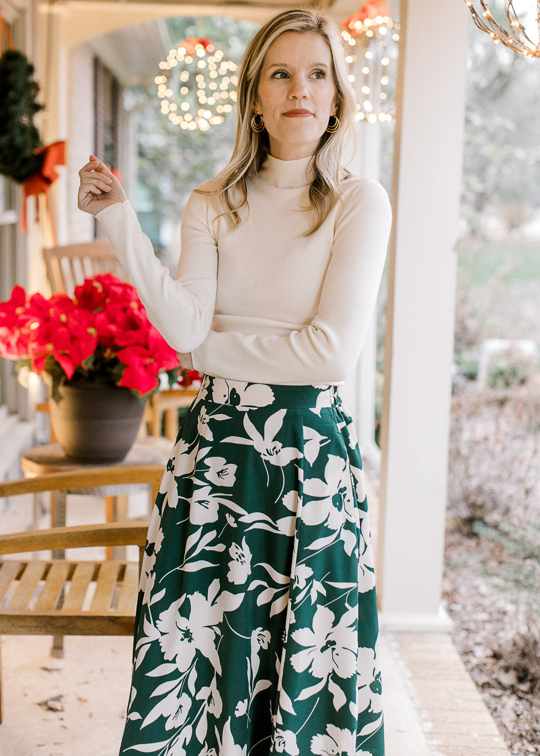 Hunter Green and White Skirt