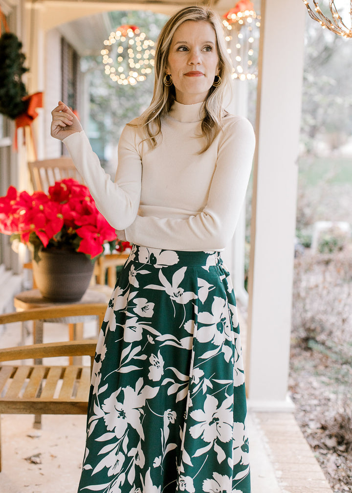 Hunter Green and White Skirt