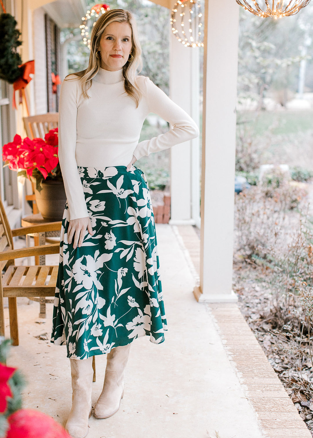 Hunter Green and White Skirt