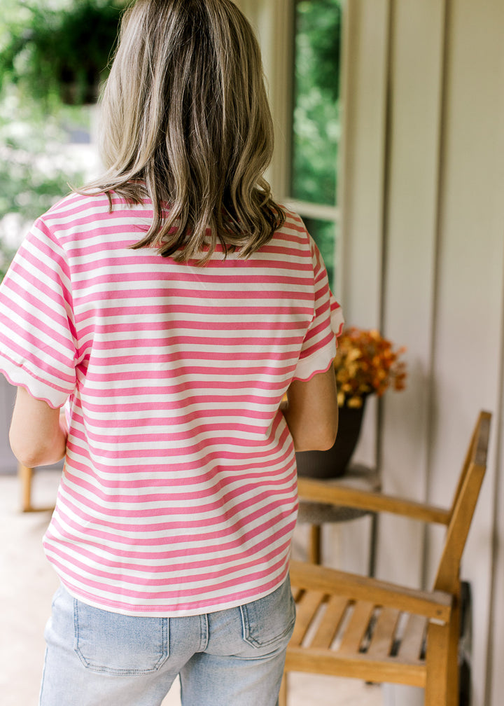 Ivory and Pink Striped Top
