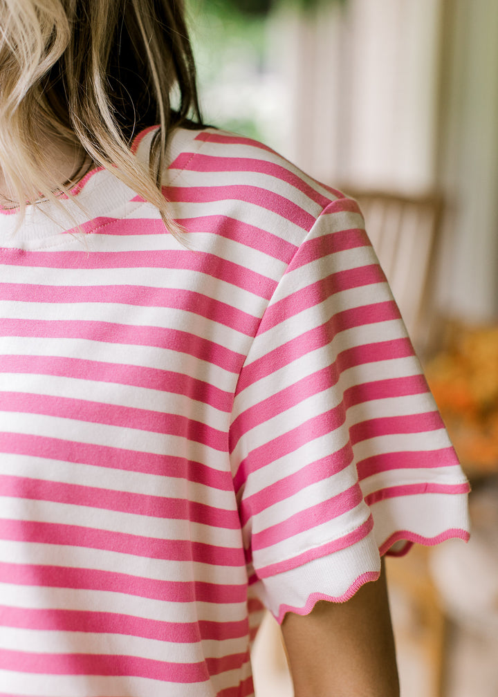 Ivory and Pink Striped Top