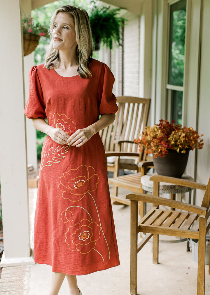 Joyous Orange Flower Dress