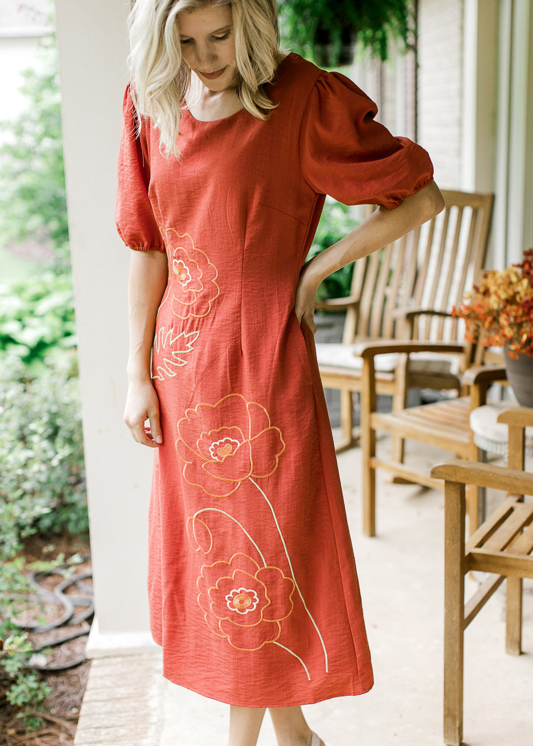 Joyous Orange Flower Dress