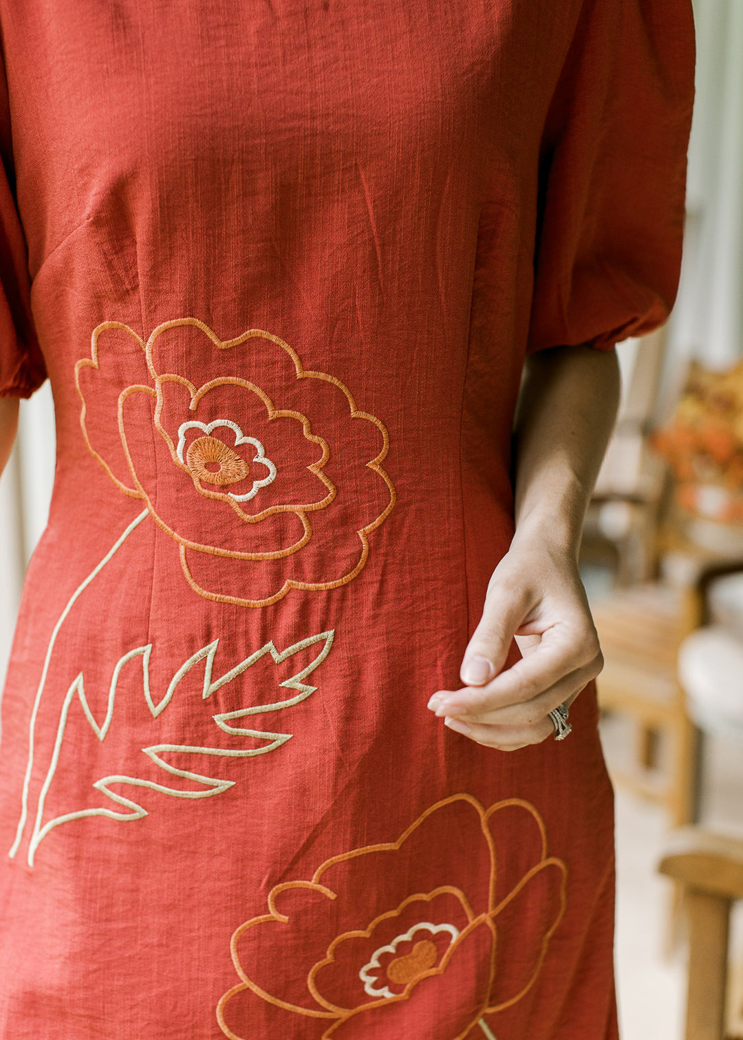Joyous Orange Flower Dress