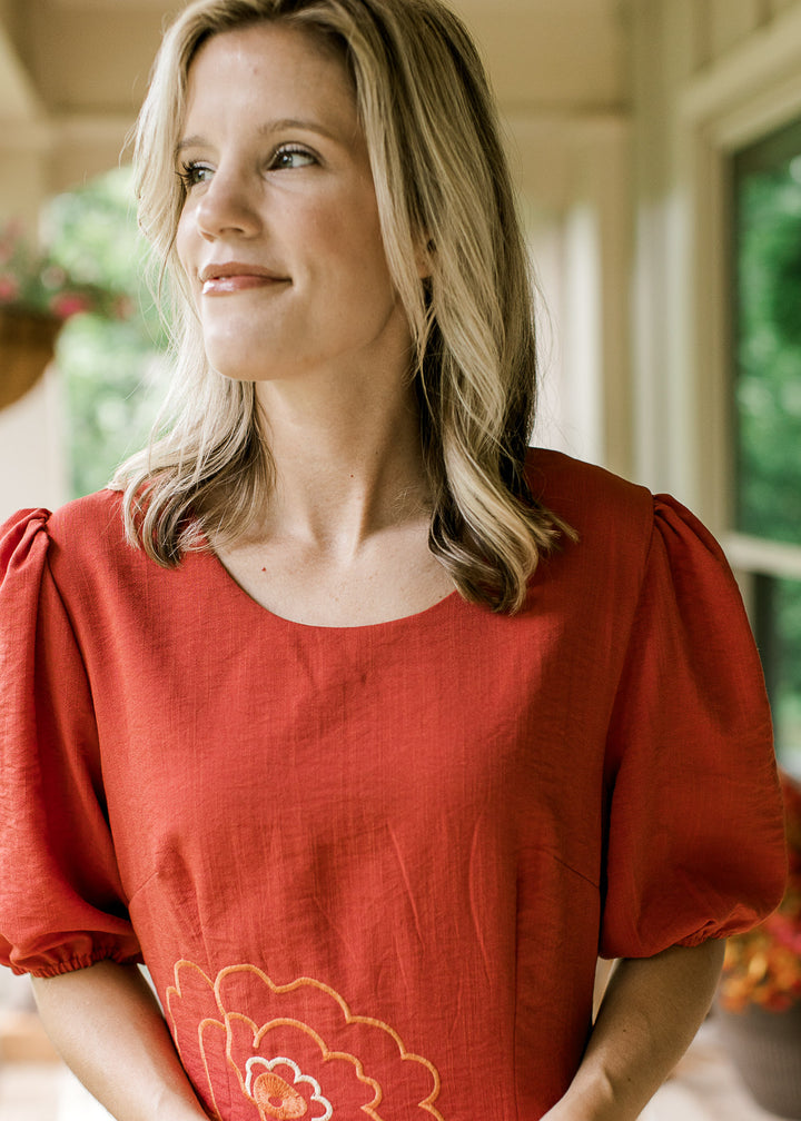 Joyous Orange Flower Dress