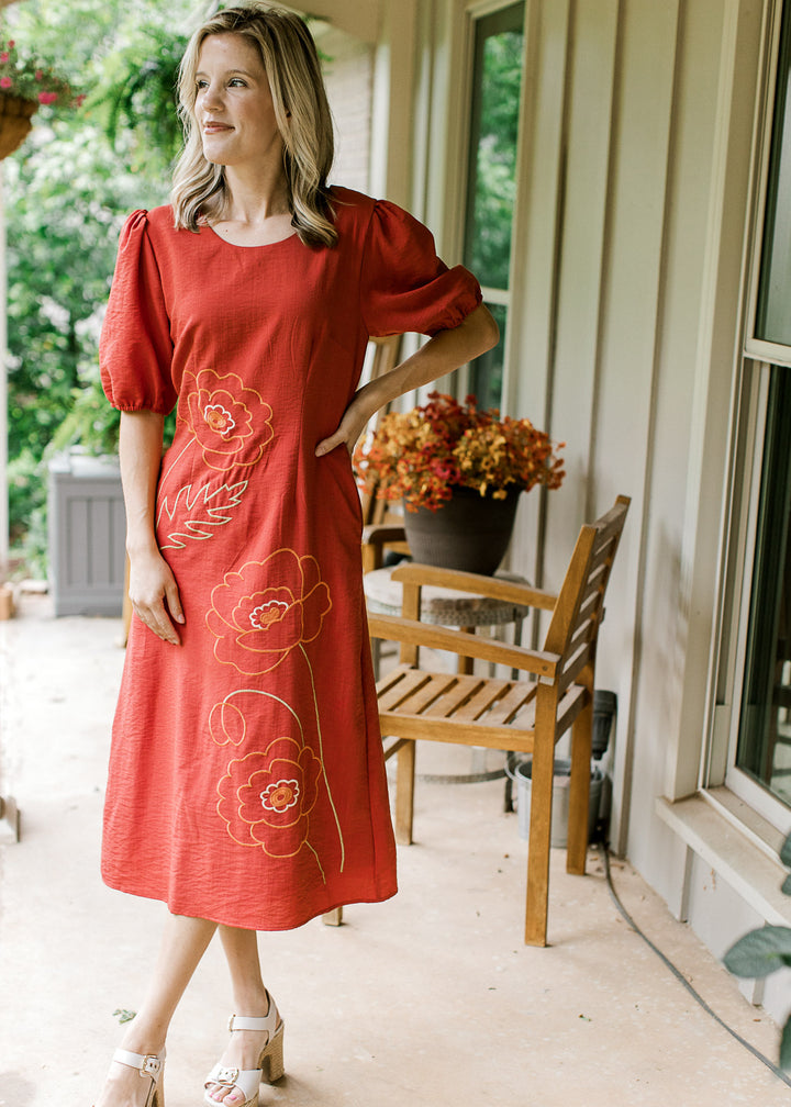 Joyous Orange Flower Dress