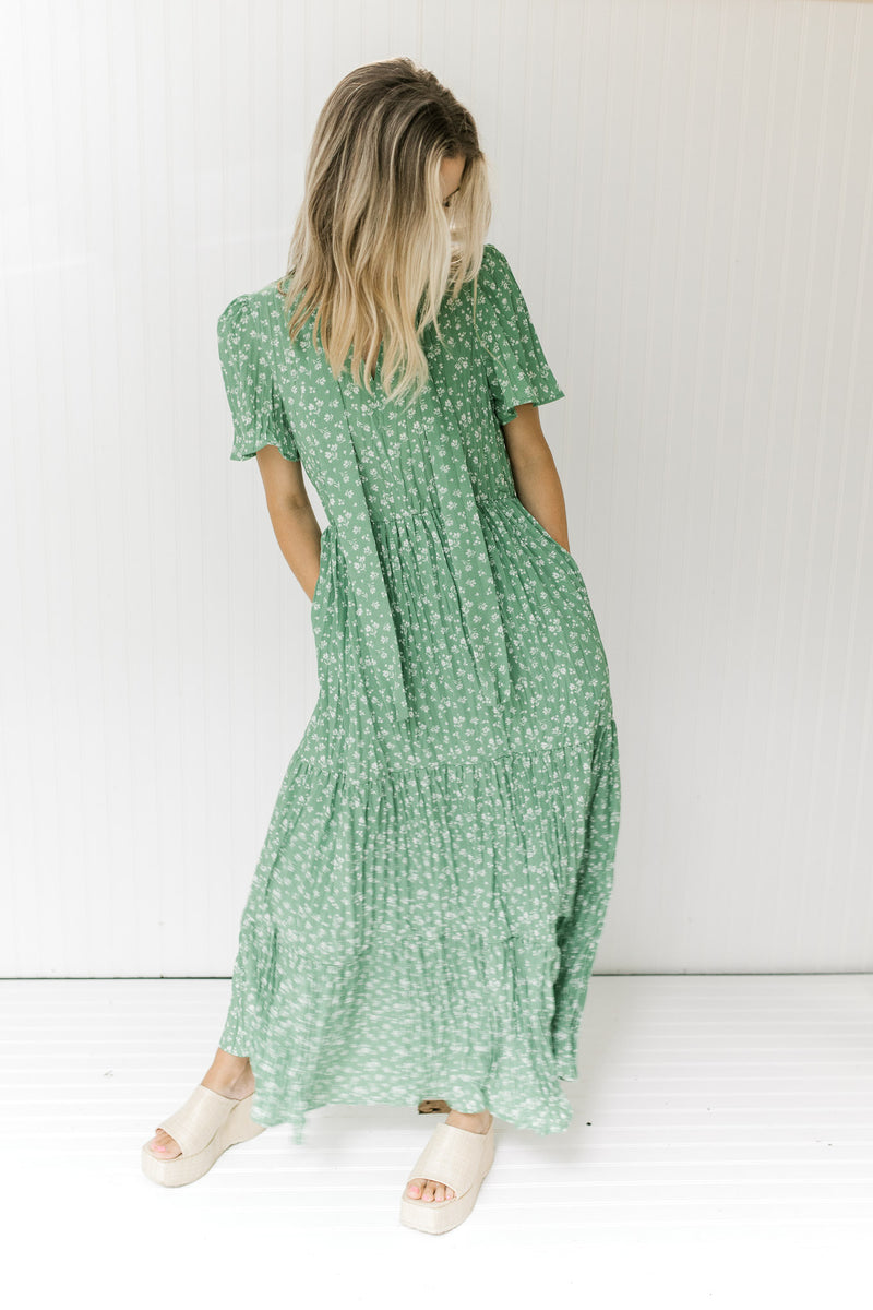 Kelly's Green Floral Maxi Dress