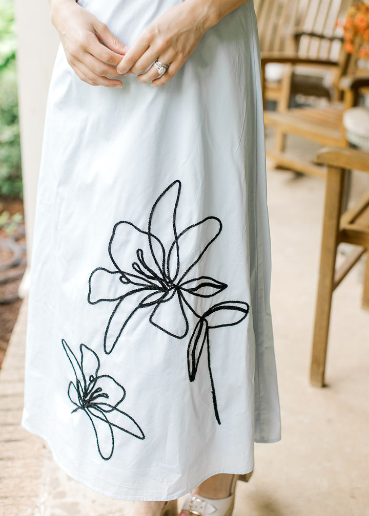 Light Blue Single Flower Dress